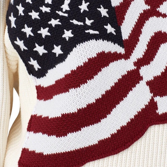 Tommy Hilfiger M American Flag Embroidery Sweater Knit Long-sleeve Crewneck - Picture 5 of 6